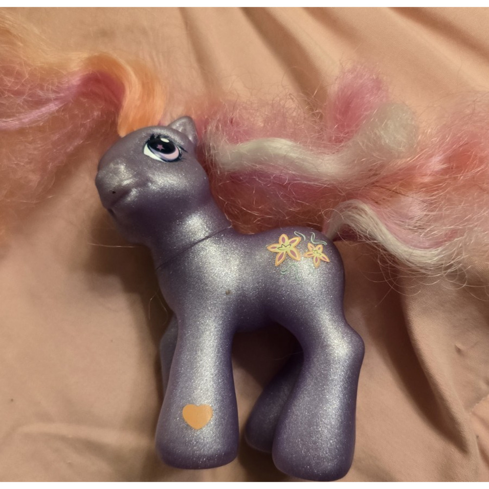 My Little Pony Vintage Purple Pony Figure Pink & White Mane and Tail